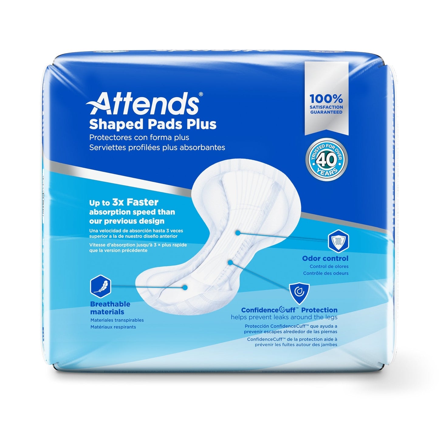 Attends Shaped Pads Plus shaped protective pads, ultimate absorbency, helps prevent leaks