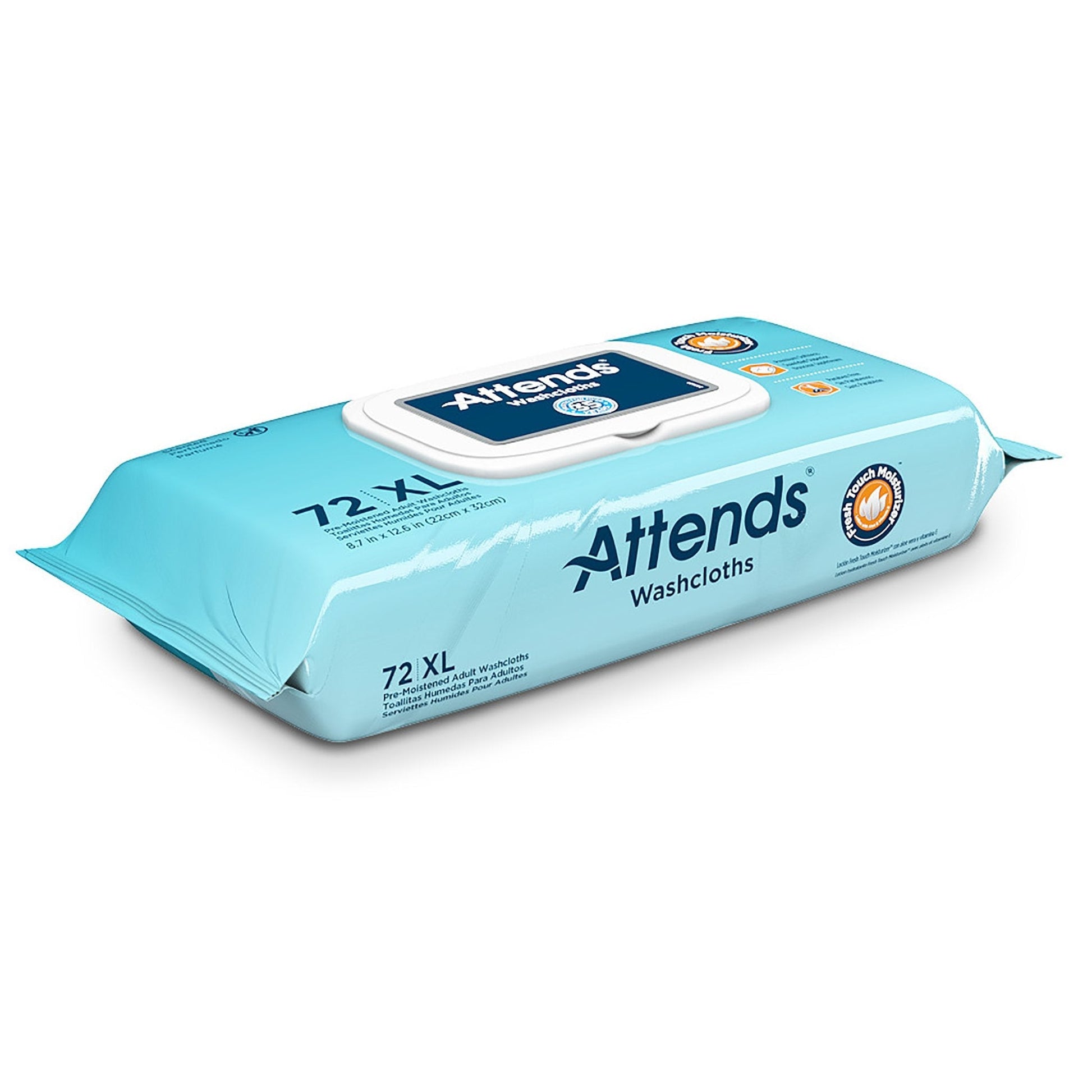 72 XL scented washcloth pack with pop-up dispenser lid, pre-moistened cleansing wipes