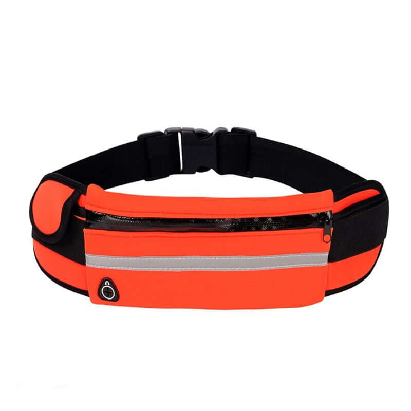 Orange sports running belt fanny pack with zip front pouch and adjustable strap