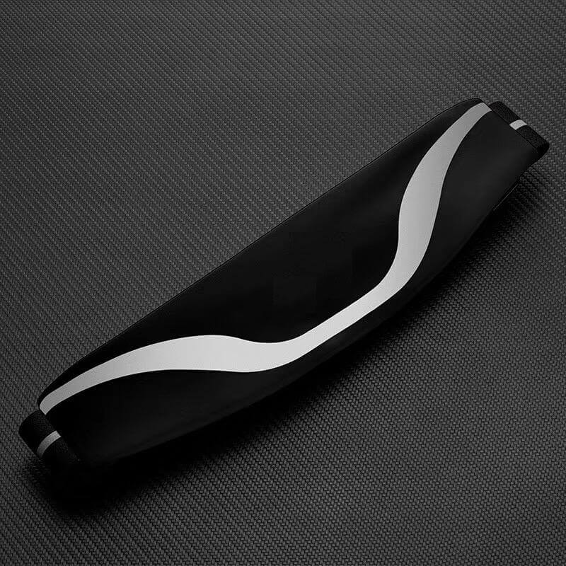 Black water-resistant waist pack belt with wavy reflective strip.