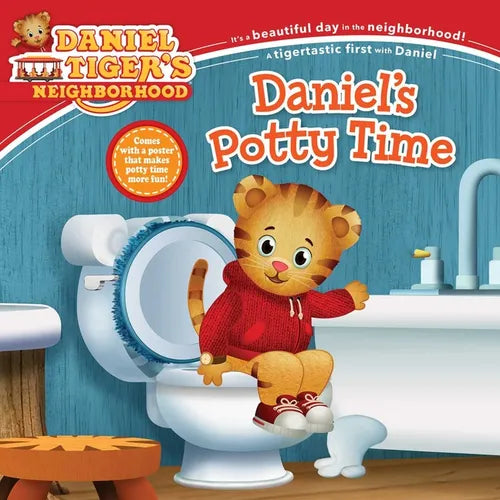 Children's paperback potty training book with Daniel Tiger on a toilet cover