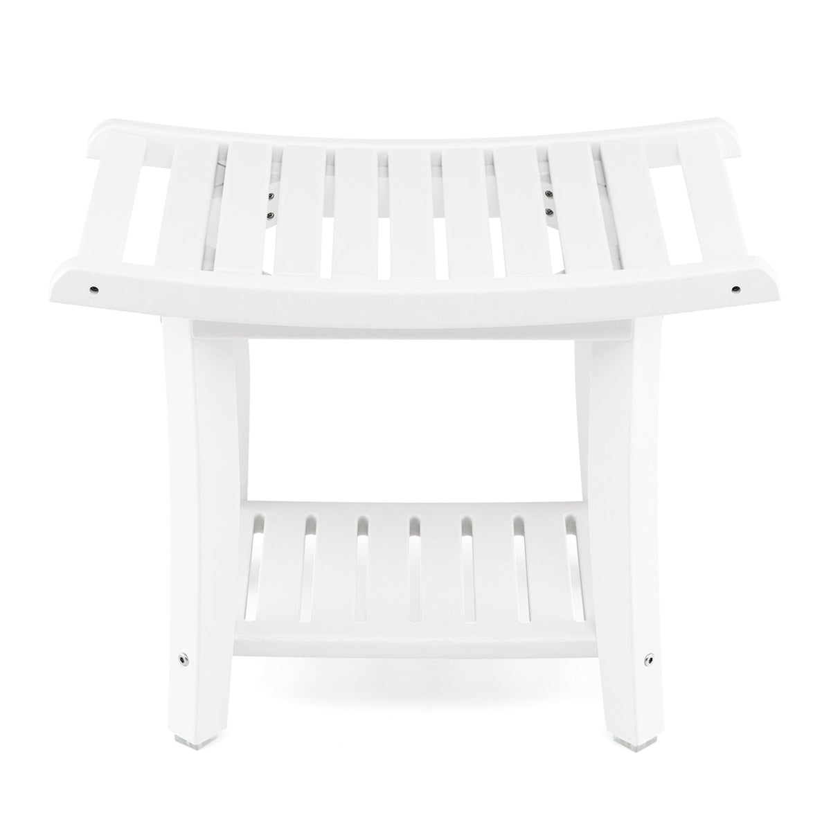 Waterproof Bath Stool with Curved Seat and Storage Shelf LJGDeals