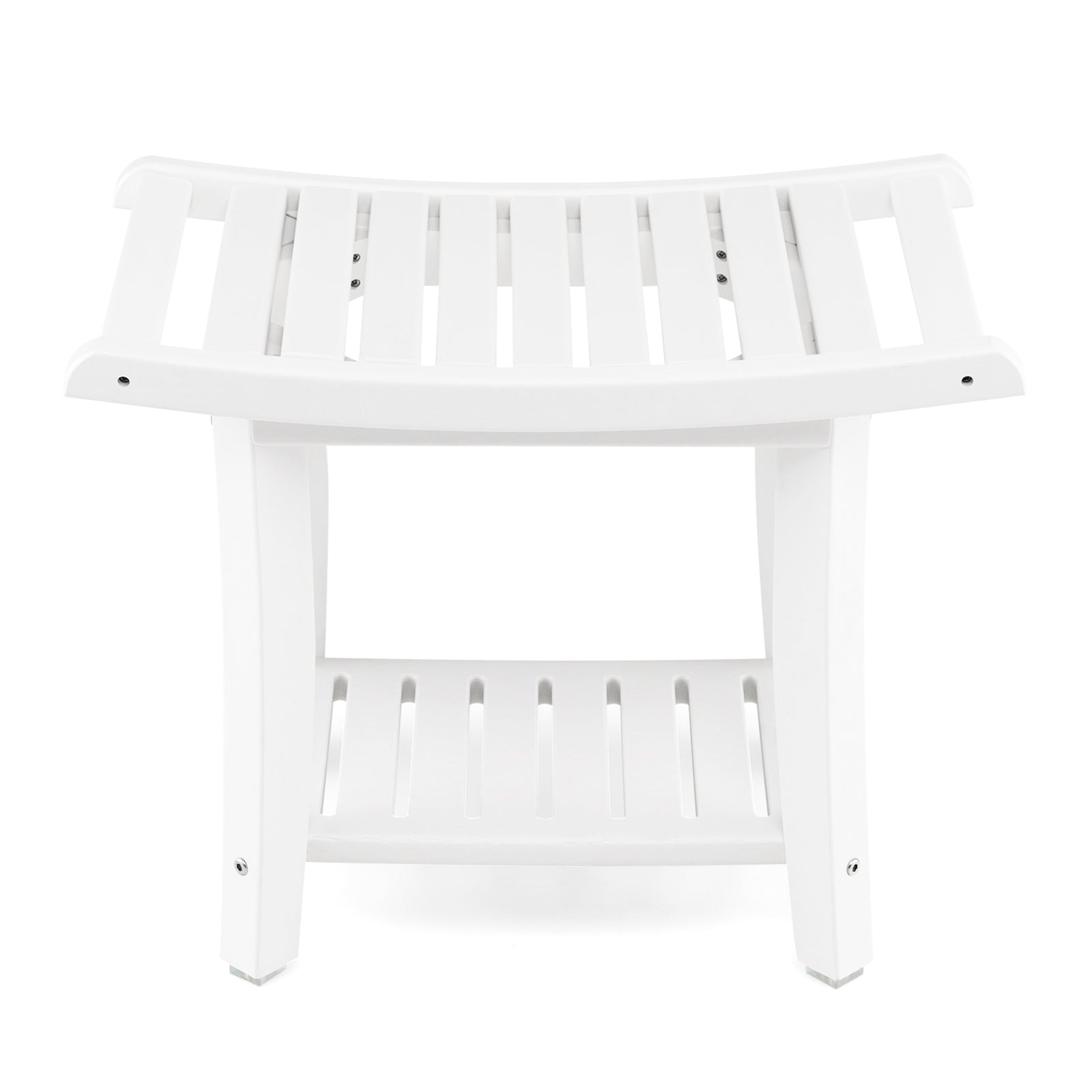 Waterproof Bath Stool with Curved Seat and Storage Shelf LJGDeals