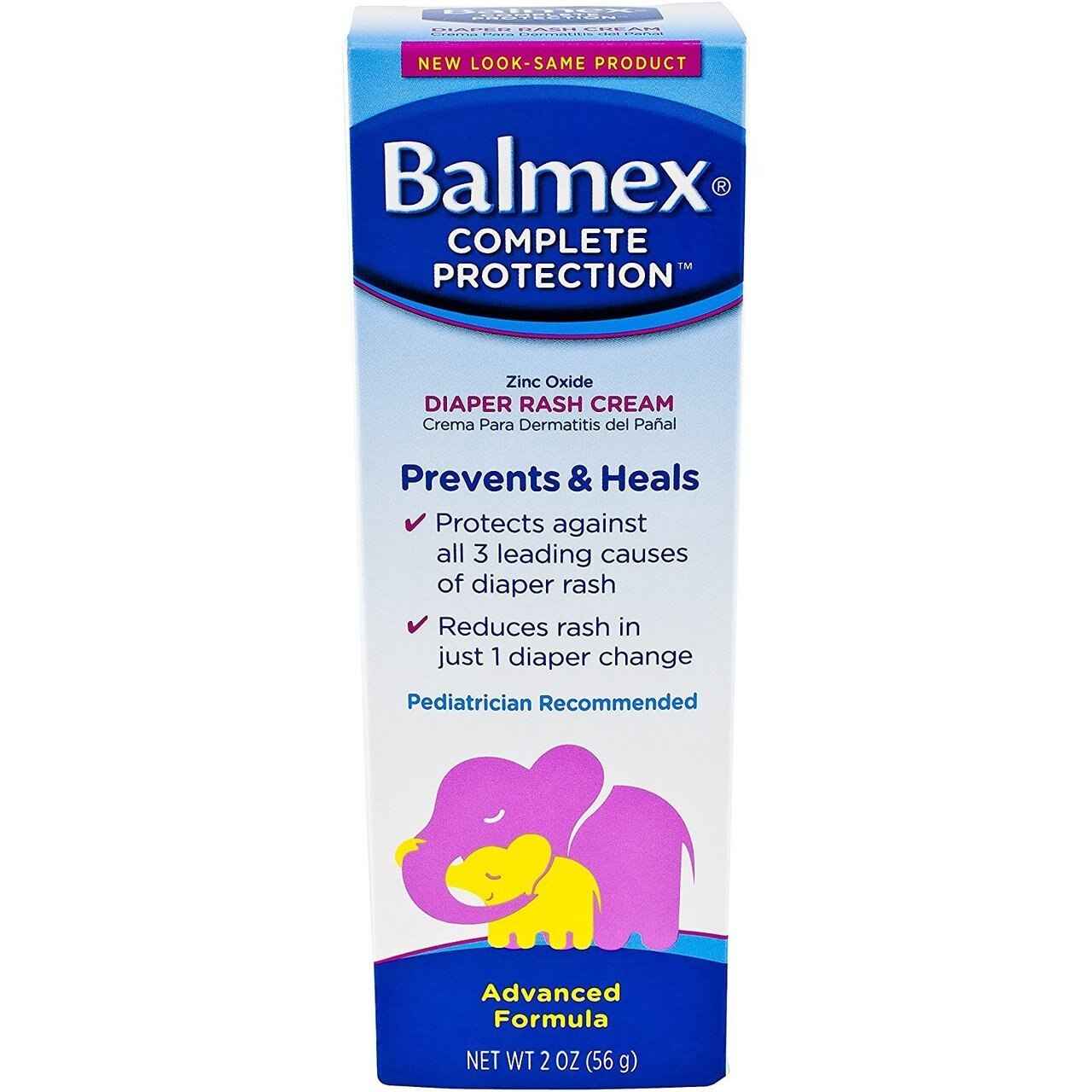 Balmex Complete Protection diaper rash cream box, zinc oxide, Net WT 2 oz