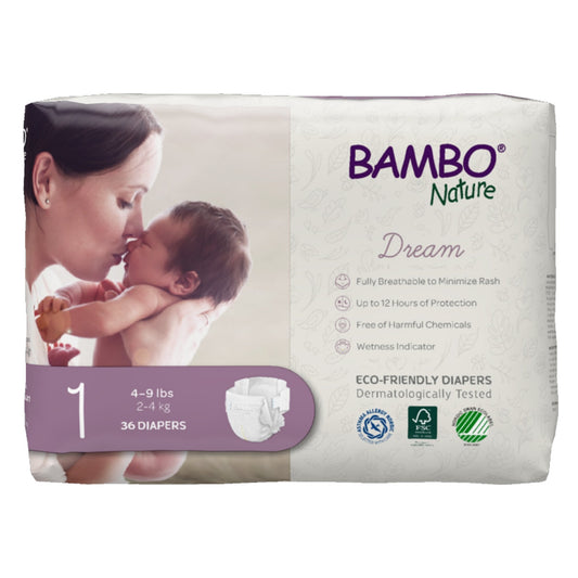 Bambo Nature Dream eco-friendly baby diapers, Size 1, 36-count pack