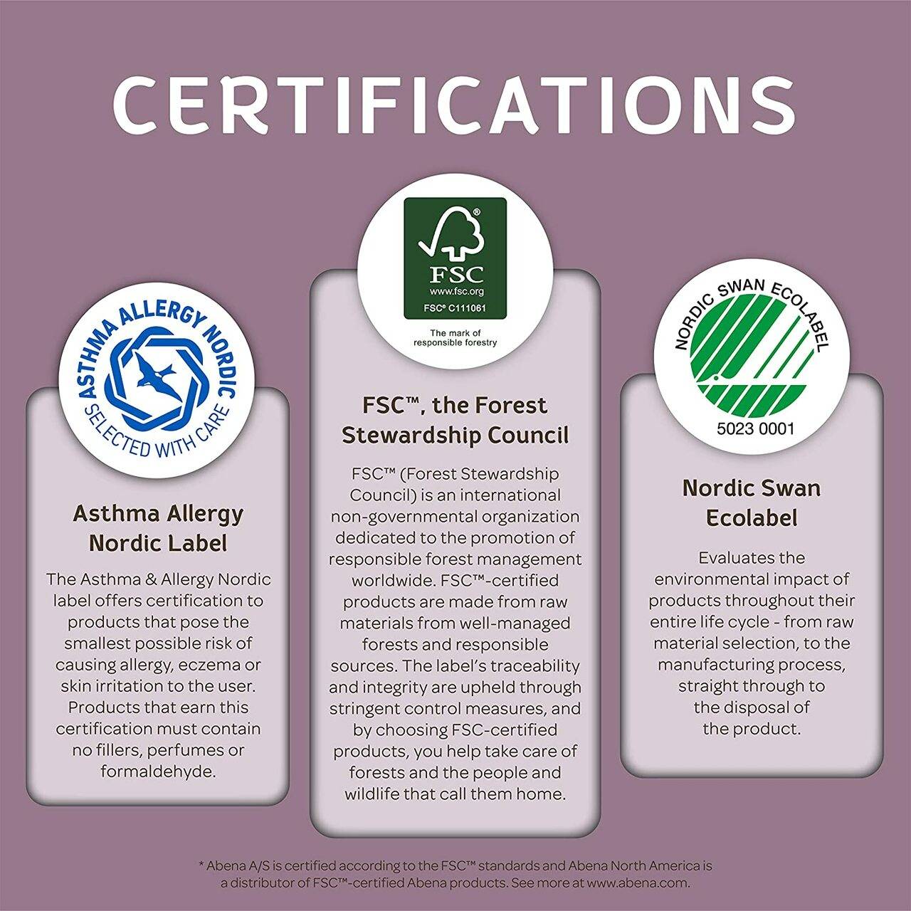 Diaper certification badges: FSC and Nordic Swan Ecolabel, Allergy Nordic label.