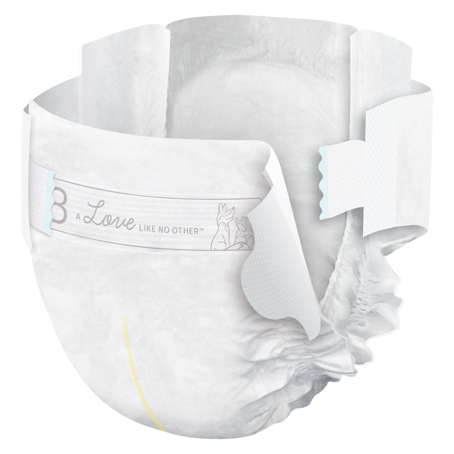 White baby diapers in pack, size 3 label visible