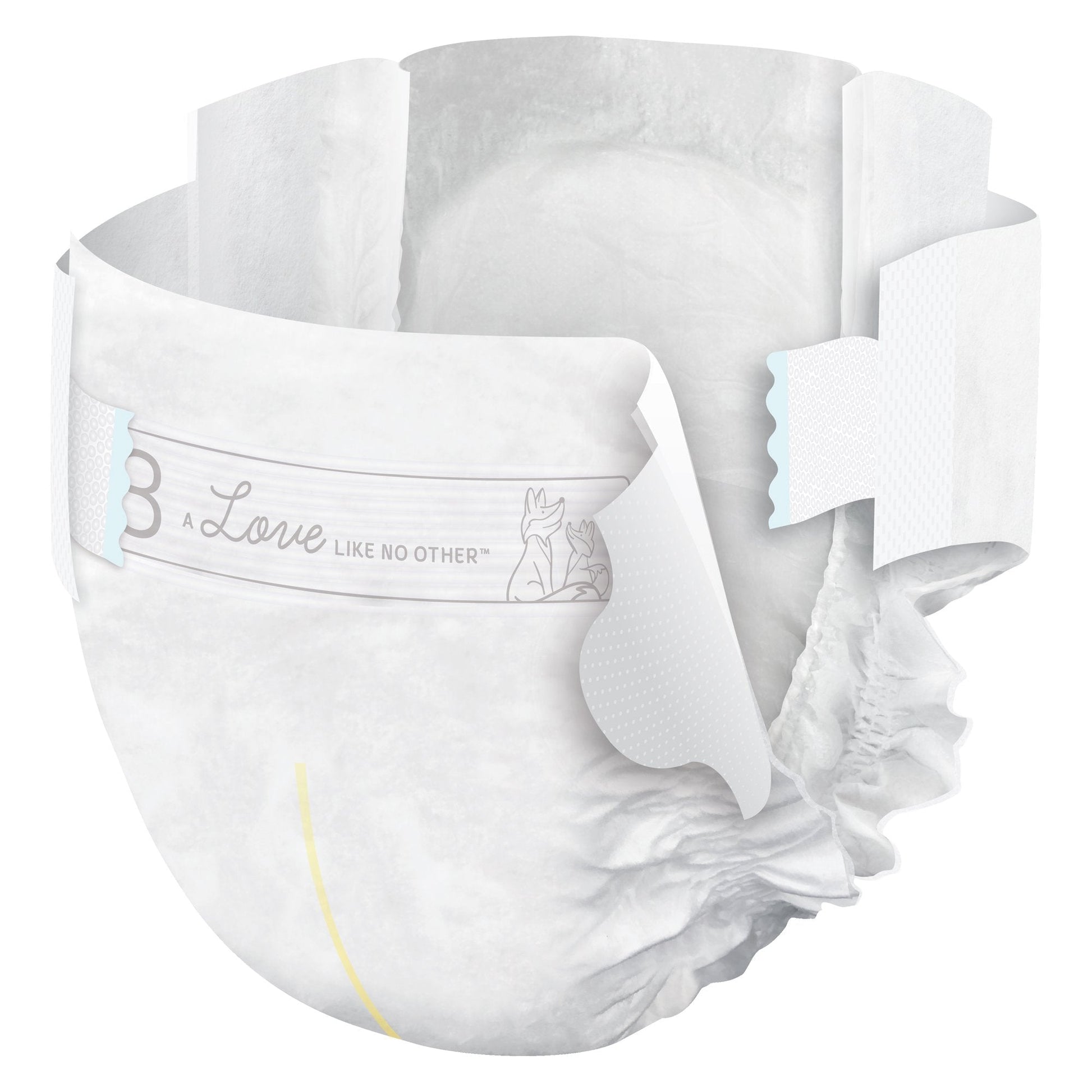 White baby diapers in pack, size 3 label visible