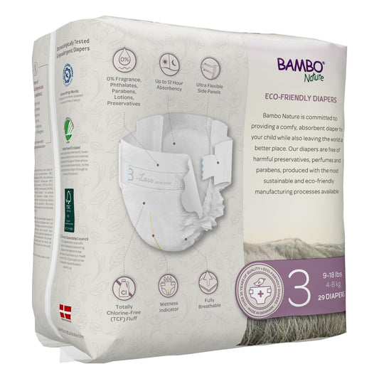 Back of size 3 diaper package with up to 12-hour protection icons