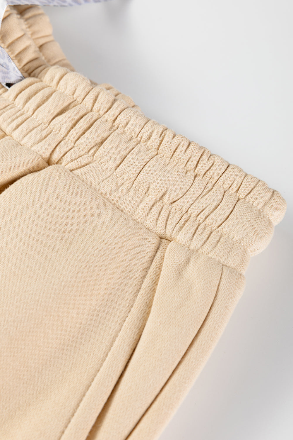 Oatmeal elastic waistband with gathered seam detail