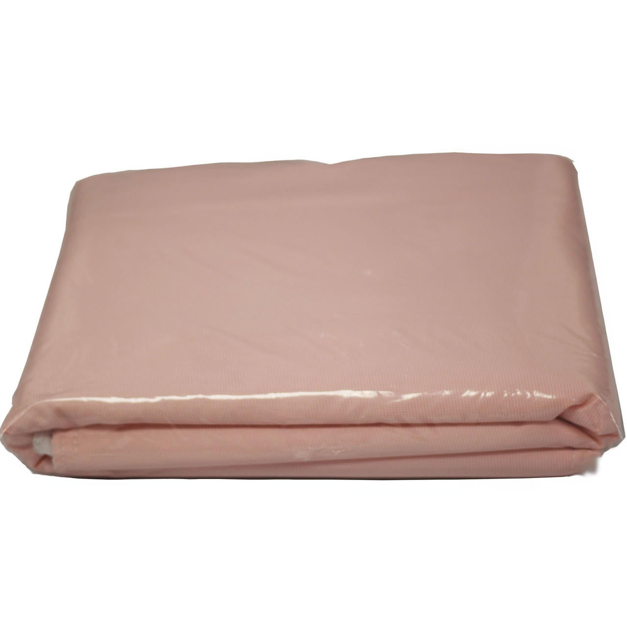 Folded underpad showing pink backing side with smooth fabric