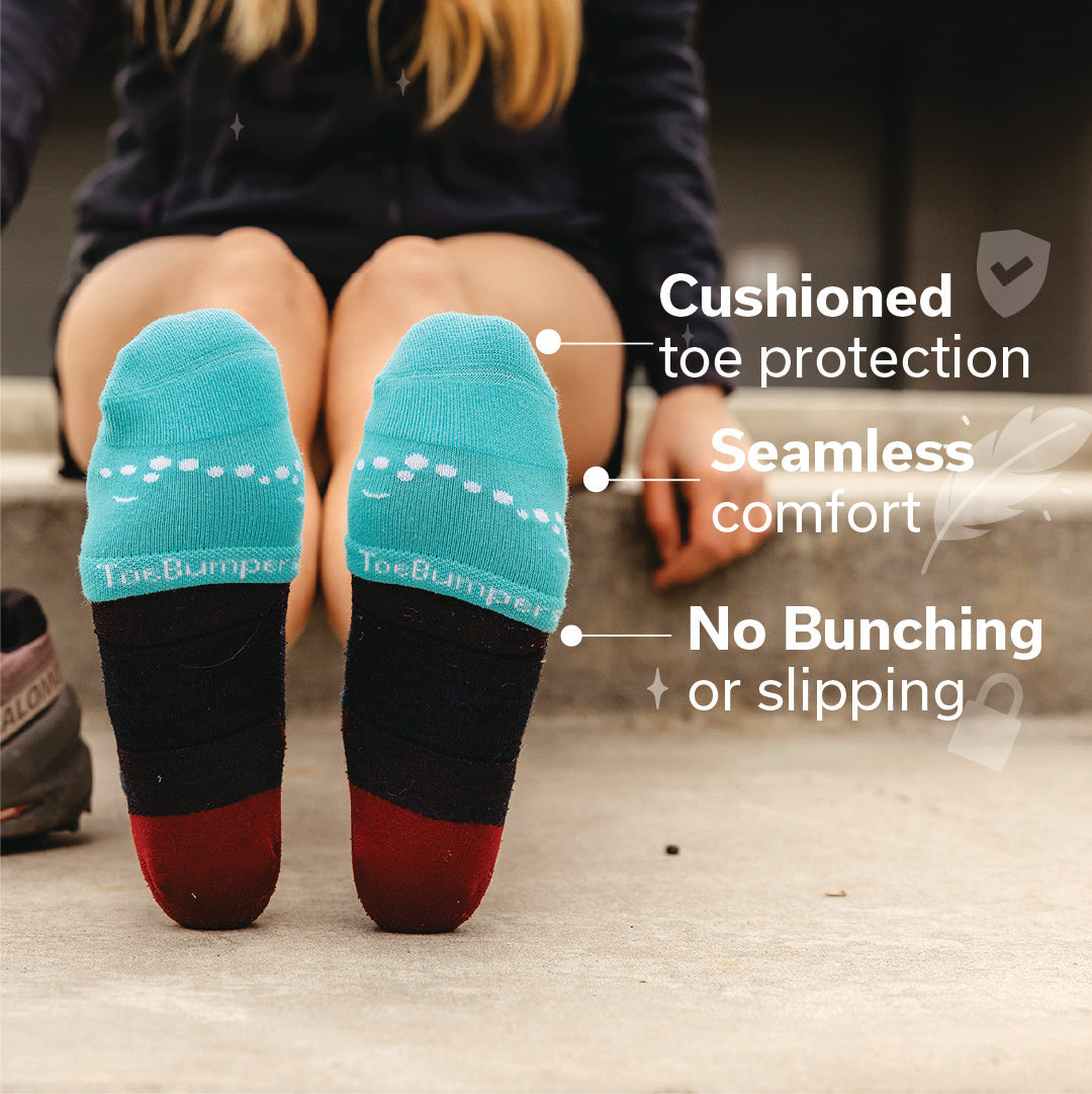 Women's Toe Protection Socks for Runners, Skiers, and Court Sports (4-Pack) Toe Bumpers
