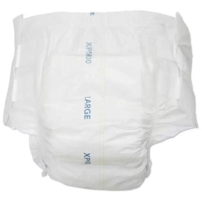 XP5000 adult brief diapers, large size; white disposable brief with fastening tabs
