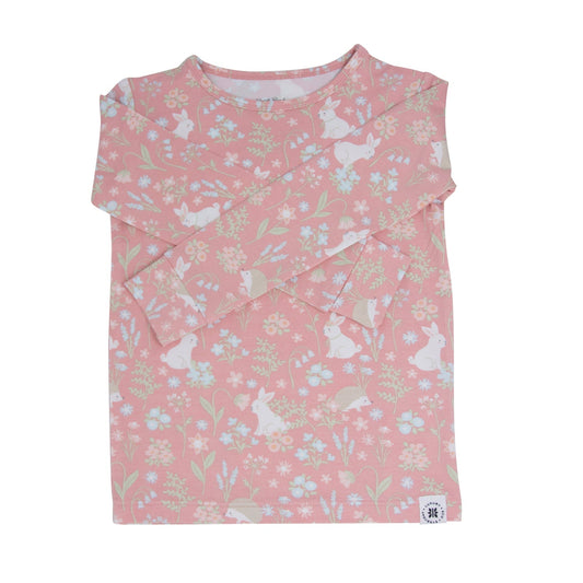 Pink Bunny Floral Big Kid Pajama Set