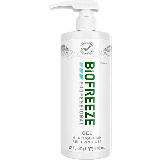 Biofreeze menthol pain relief gel, 32 oz pump bottle, green gel formula