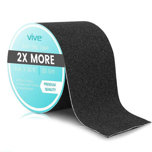 Black anti-slip stair tread tape roll, textured grip surface