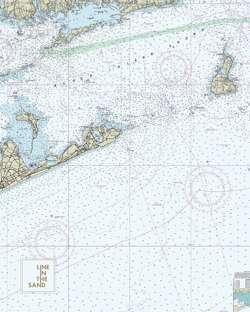 Solar gaiter with nautical chart print, pale blue and white sea map with compass circles