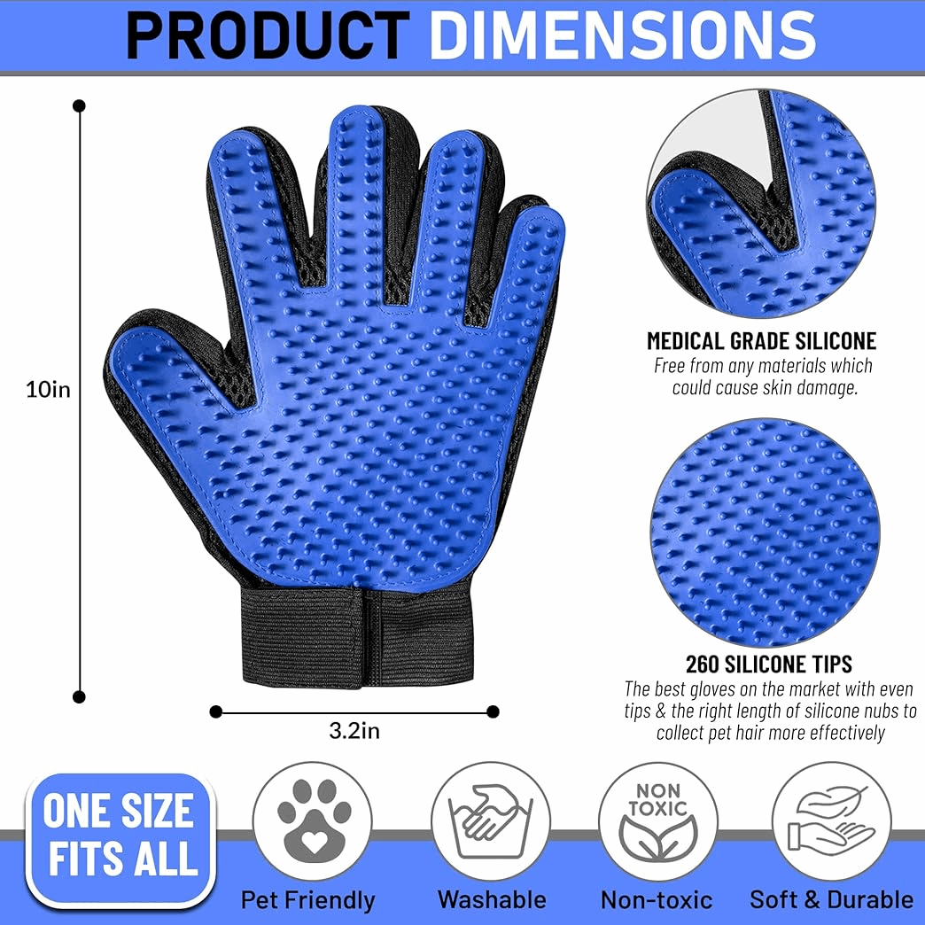 Pet grooming glove blue
