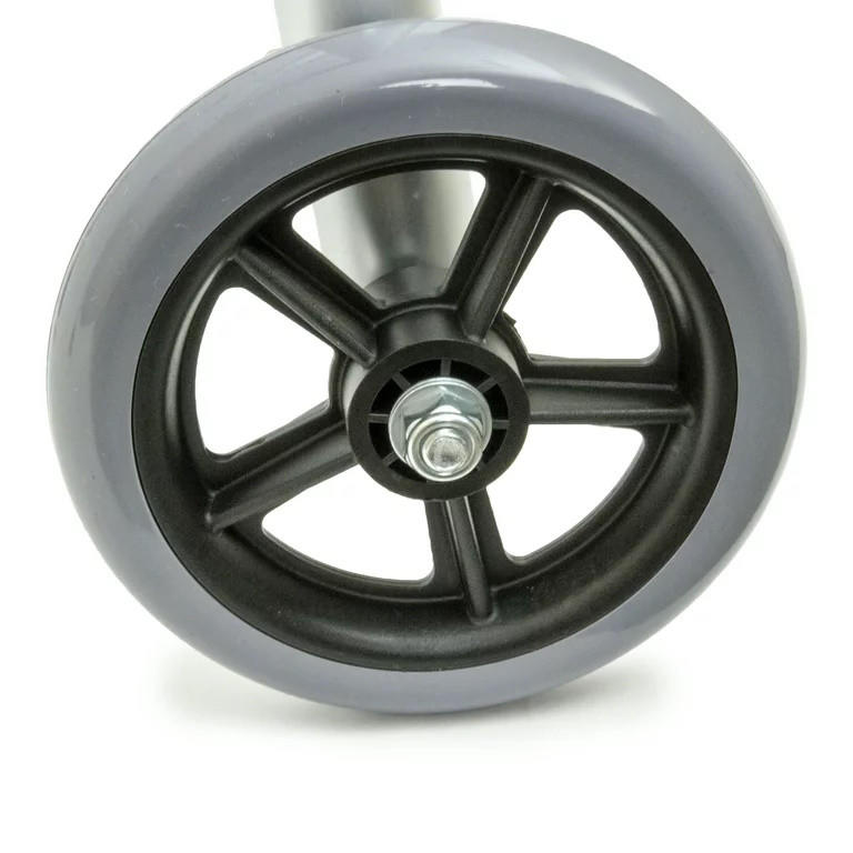 Rubber walker wheel with black spokes, dark rim, and center axle hub