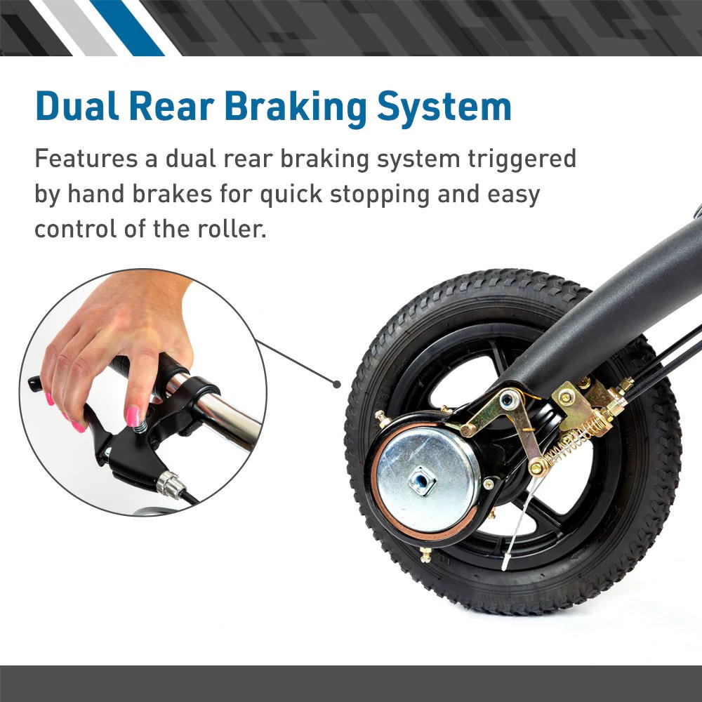 Knee walker wheel with hand brakes and dual rear braking system hardware