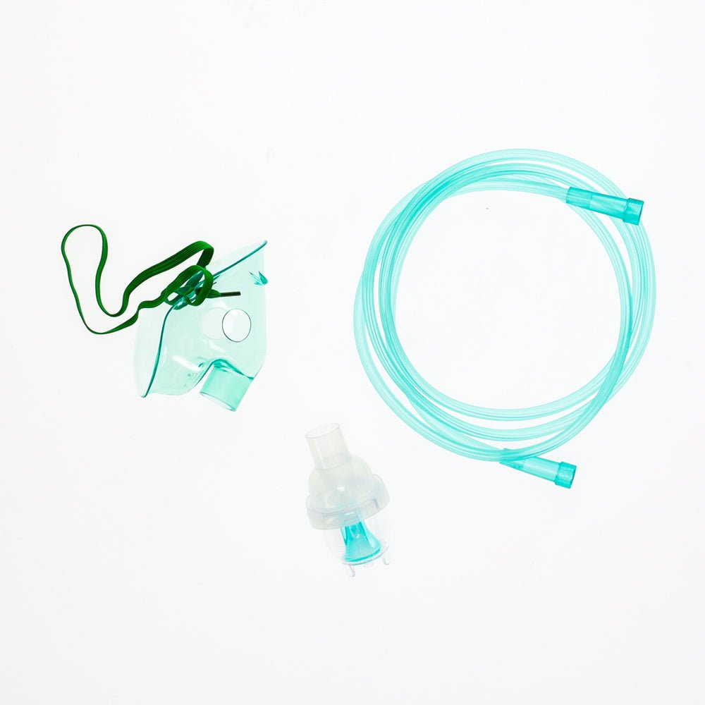 Pediatric reusable nebulizer kit with mask and light-blue tubing
