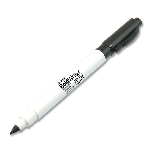 Bold Writer 20/20 pen with white barrel and black chisel tip