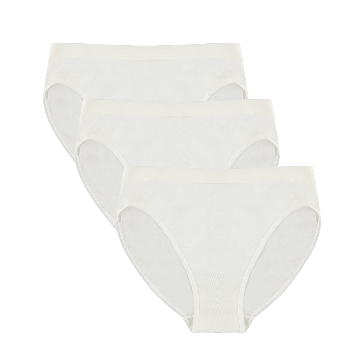 High-leg brief underwear, natural white, cotton-bamboo blend, 3-pack