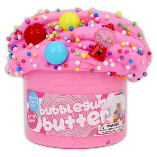Pink slime jar with colorful bead sprinkles and bubble dome top