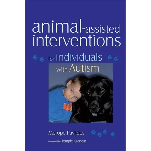 Paperback book with blue cover, child and black dog, title about animal-assisted interventions