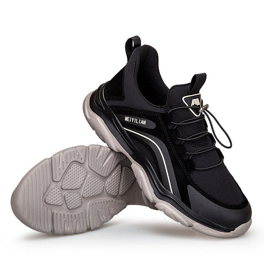 Women's outdoor mesh casual shoe in black with lace-up and textured rubber outsole