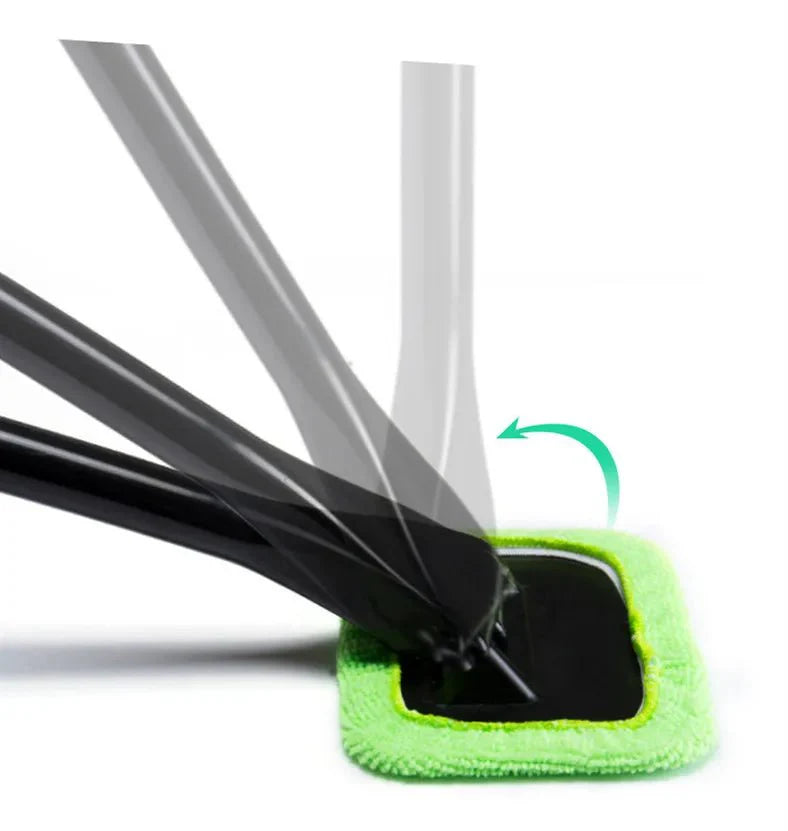Green microfiber car window brush pad with black blade contact point