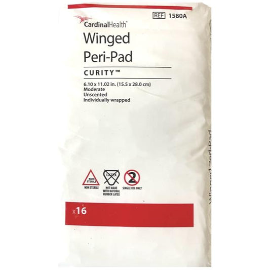 Moderate winged peri-pad, individually wrapped, x16 pack; unscented, 6.10x11.02 in