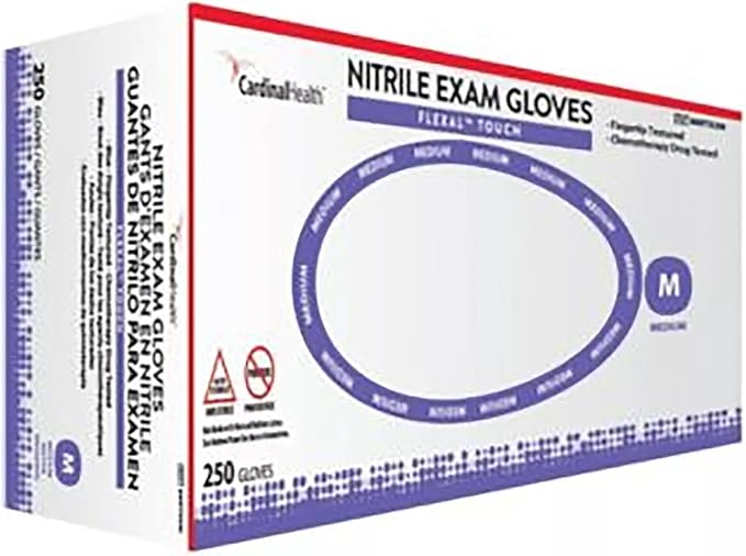 Cardinal Health nitrile exam gloves box, size M, 250 count