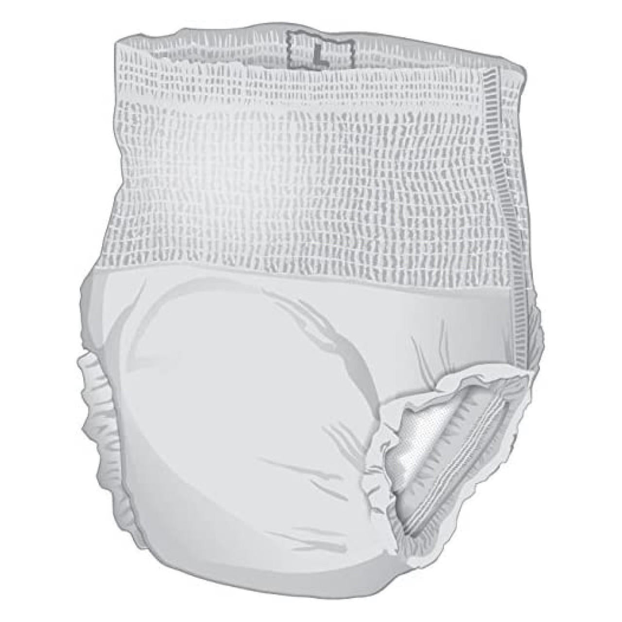 White protective underwear brief with absorbent pad and stretchy waistband