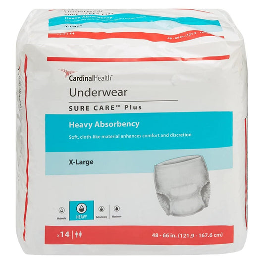 Sure Care Plus heavy absorbency underwear, X-Large size, pack of 14.