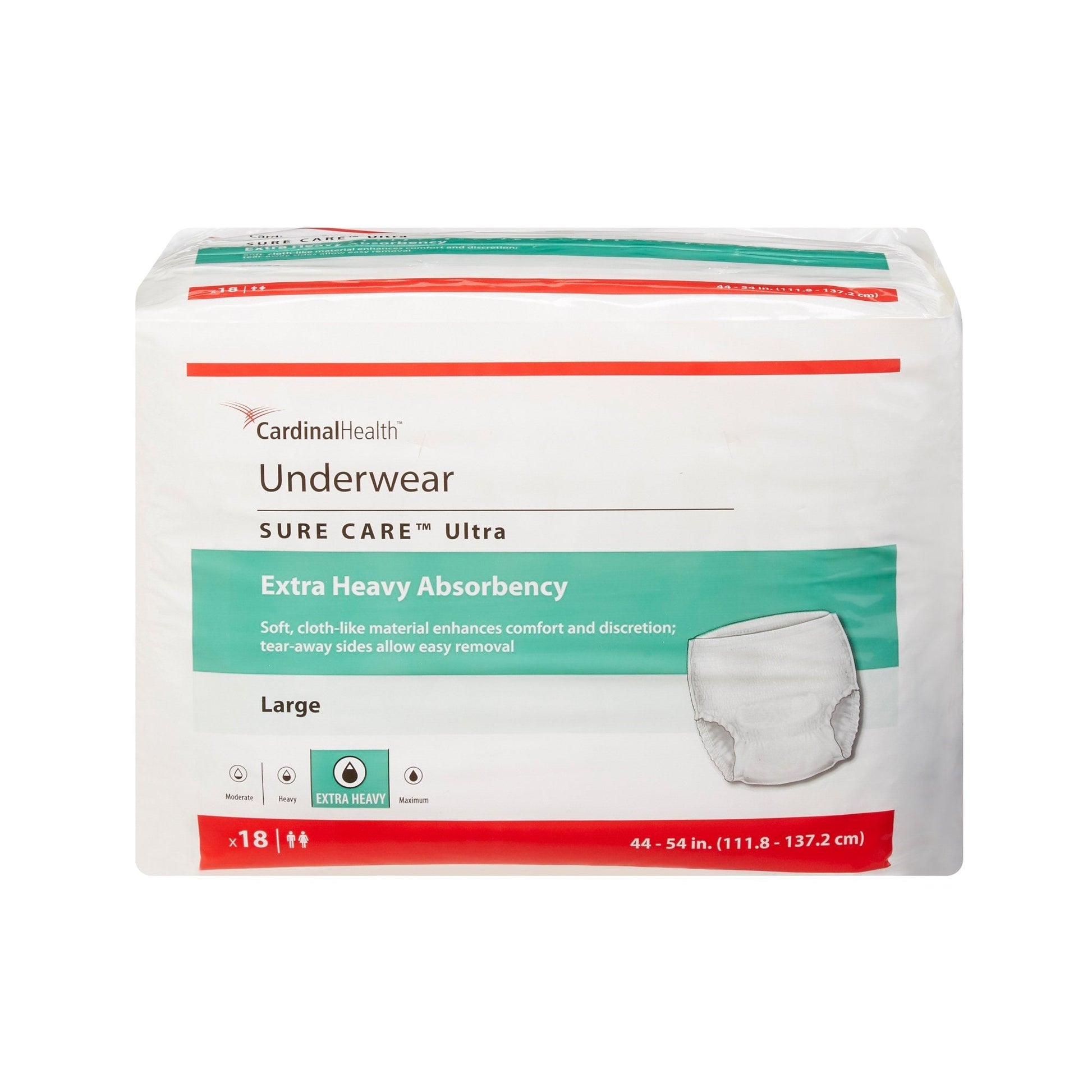 Sure Care Ultra underwear briefs, extra heavy absorbency, Large (44"–54")