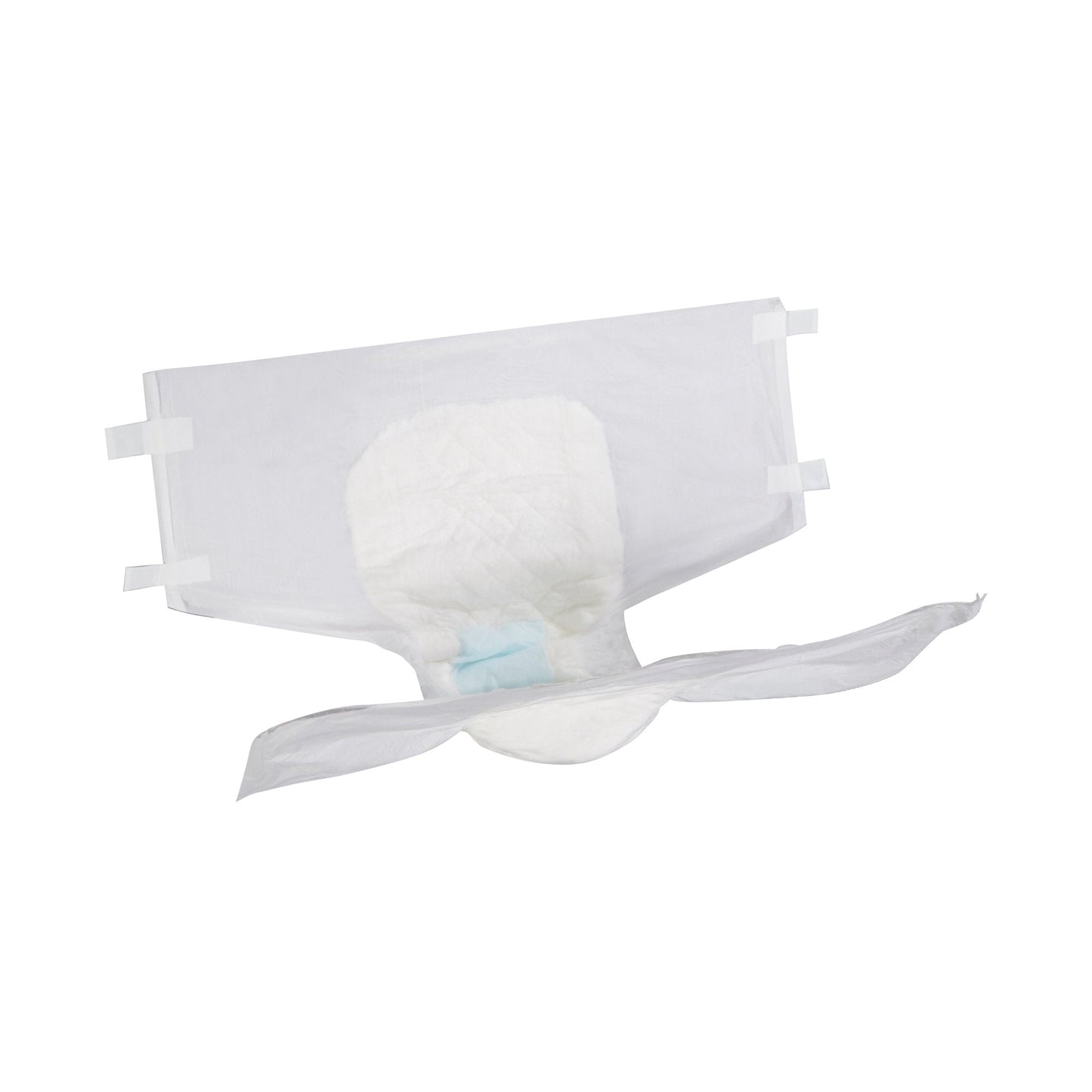 Heavy absorbency adult brief, light blue outer with white absorbent pad panel