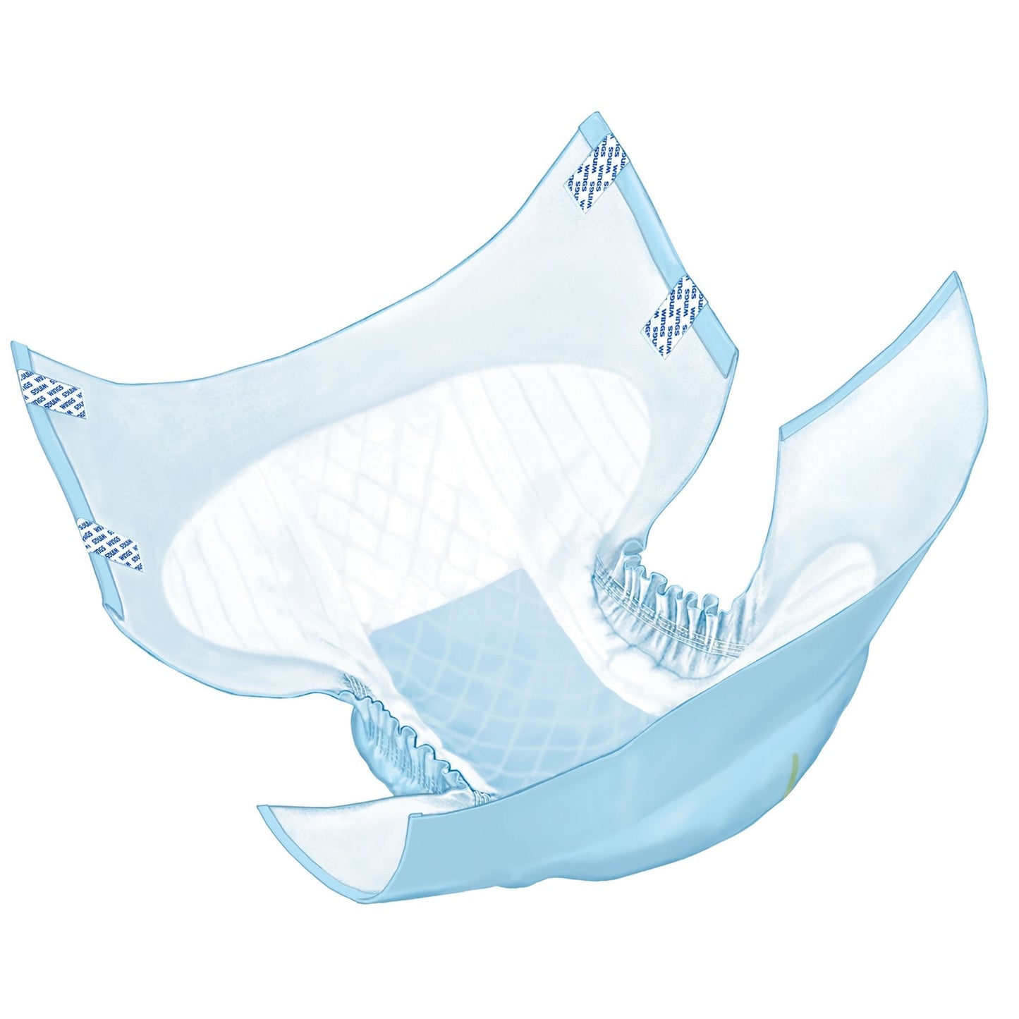 Adult brief with heavy absorbency, light blue outer with white inner pad