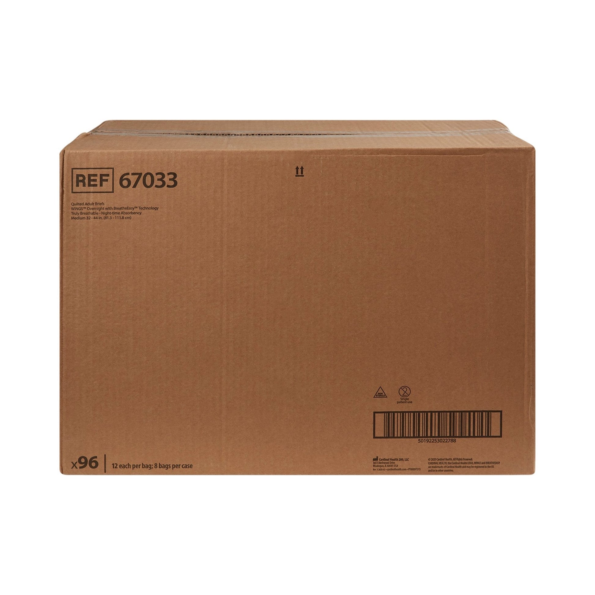 Bulk case packaging for quilted adult briefs, overnight, x96 units