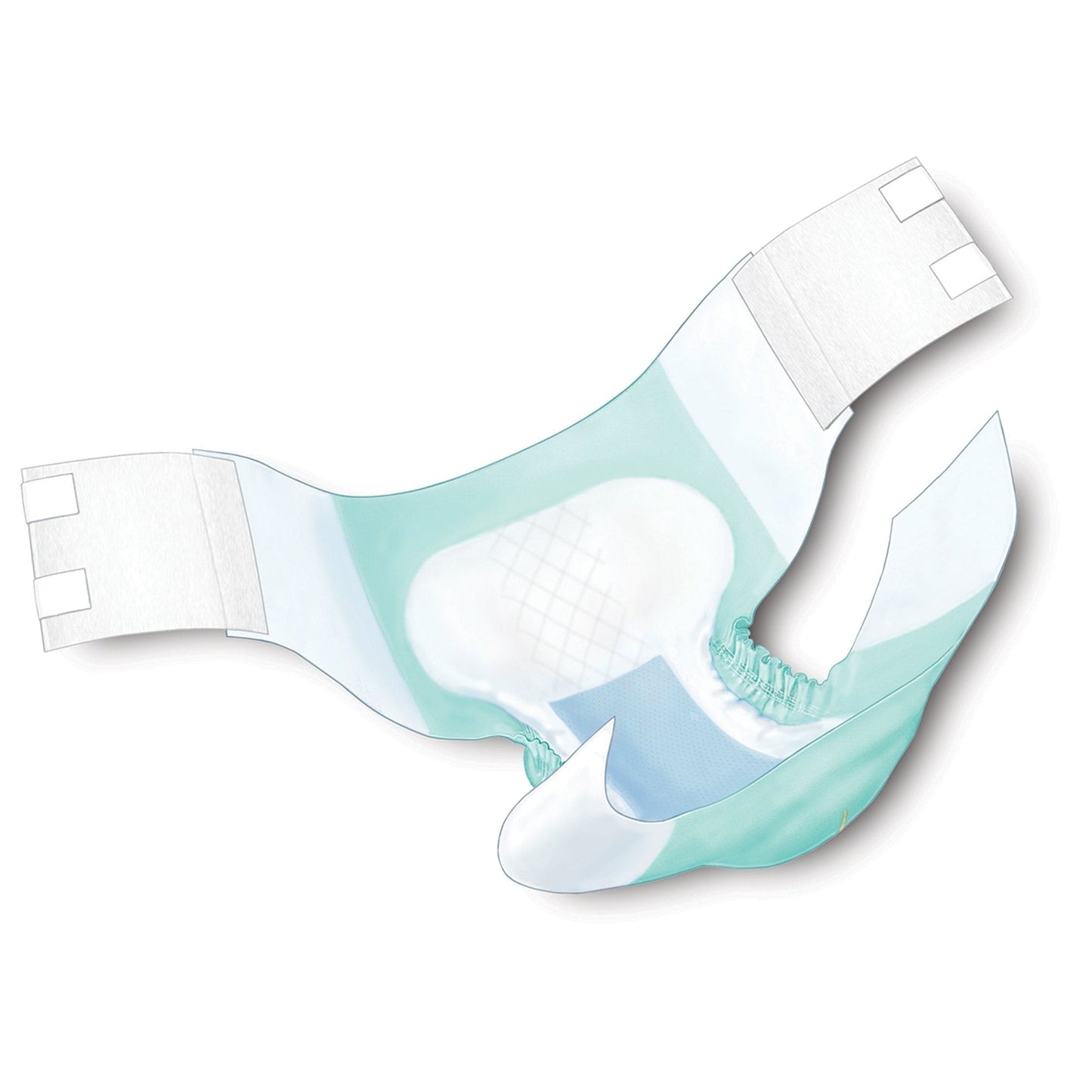 Quilted adult brief cutaway with absorbent pad and side tabs