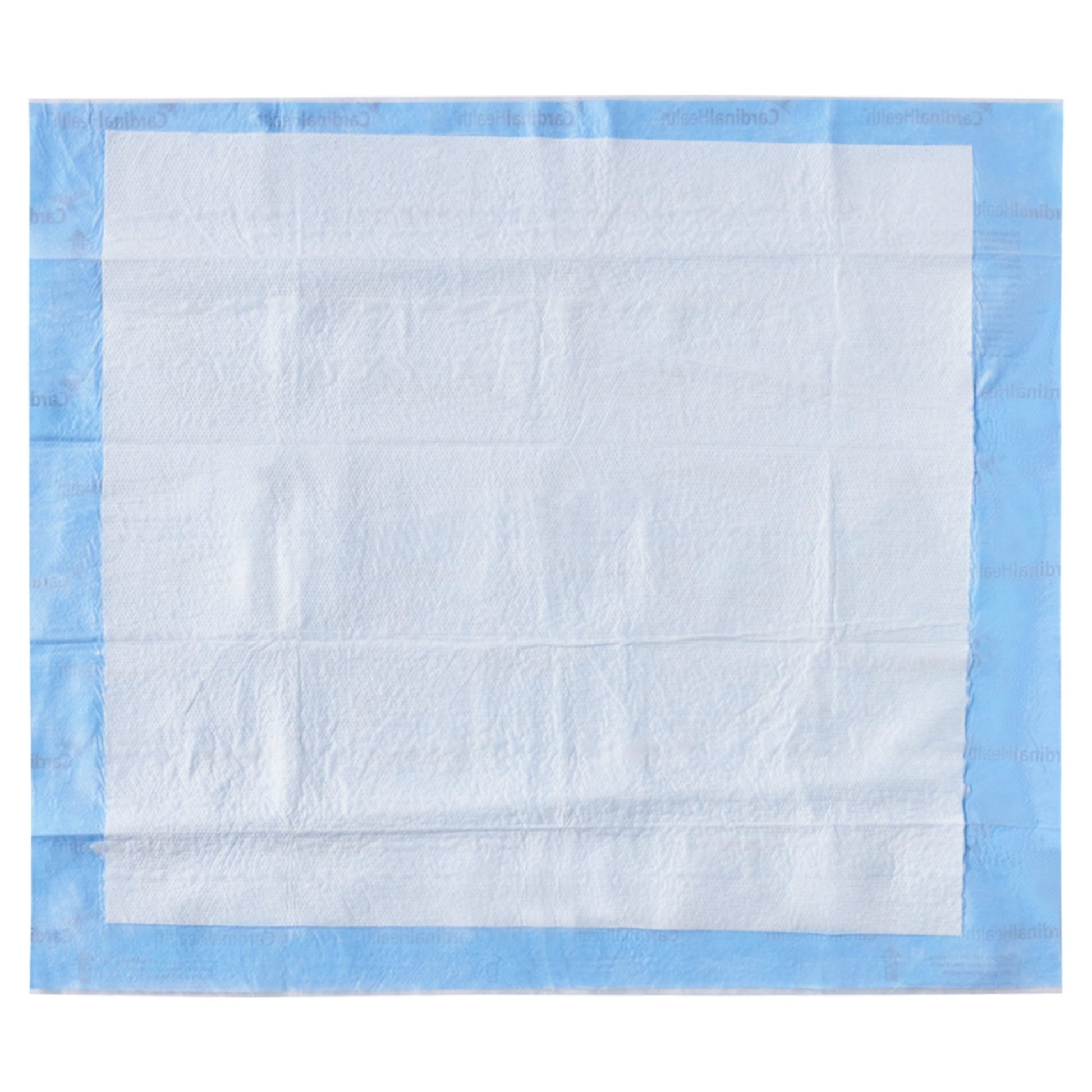 Quilted underpad, white absorbent sheet with light blue edges