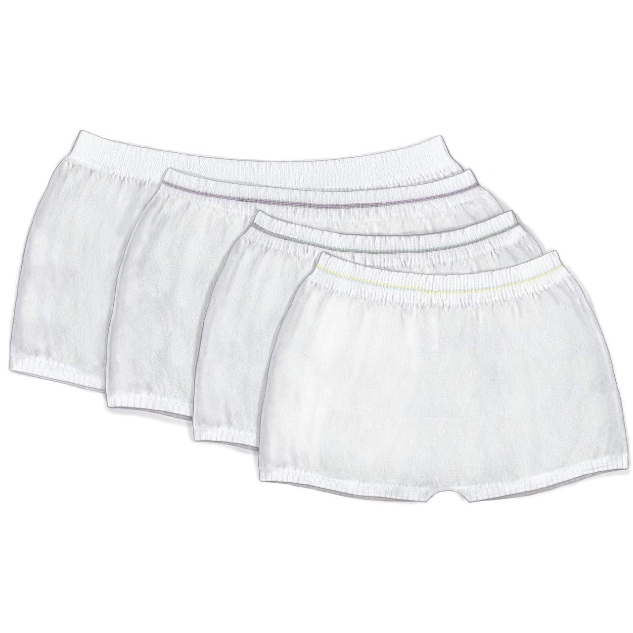 Seamless knit incontinence pants set of 3, white with light waistband trim