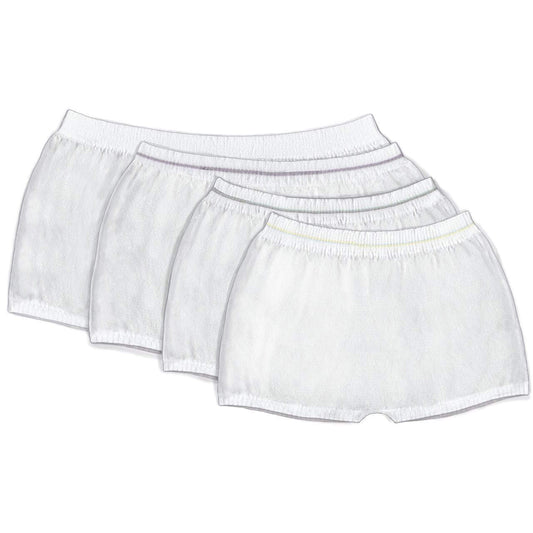 Seamless knit incontinence pants set of 3, white with light waistband trim