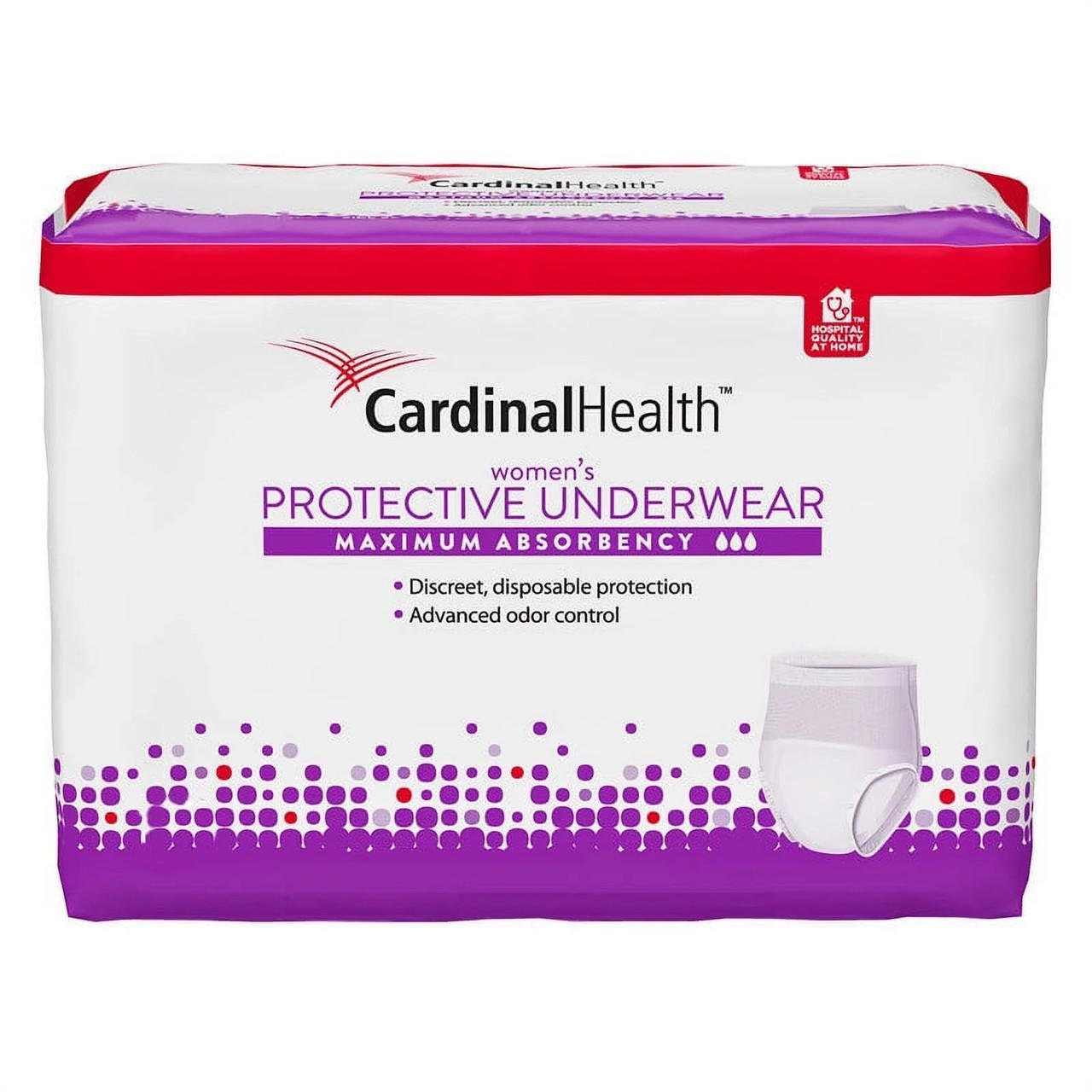 Women's protective disposable underwear, white with red trim, Maximum absorbency packaging