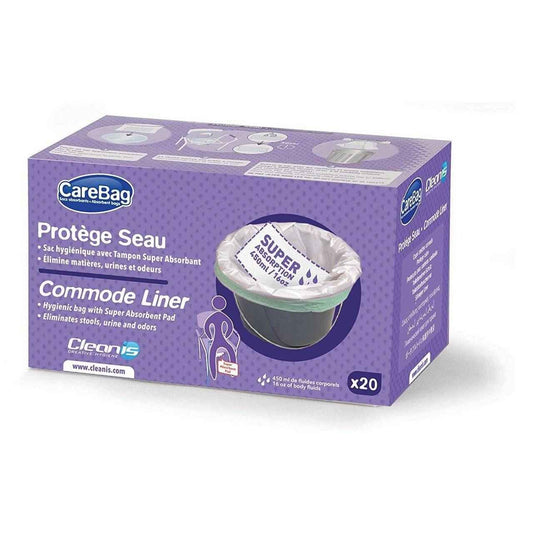 CareBag commode liner box with super absorbent pad, 20-count