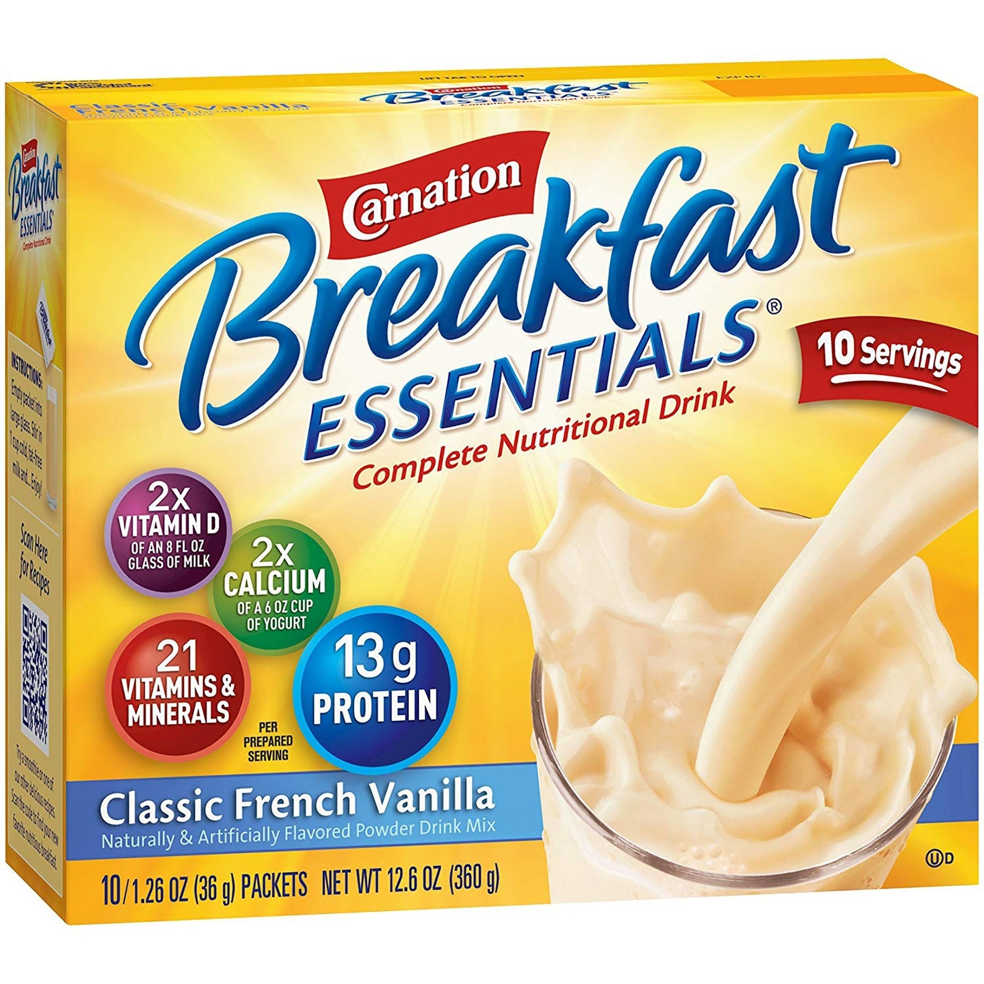 Breakfast Essentials Classic French Vanilla powder mix box, 10 servings