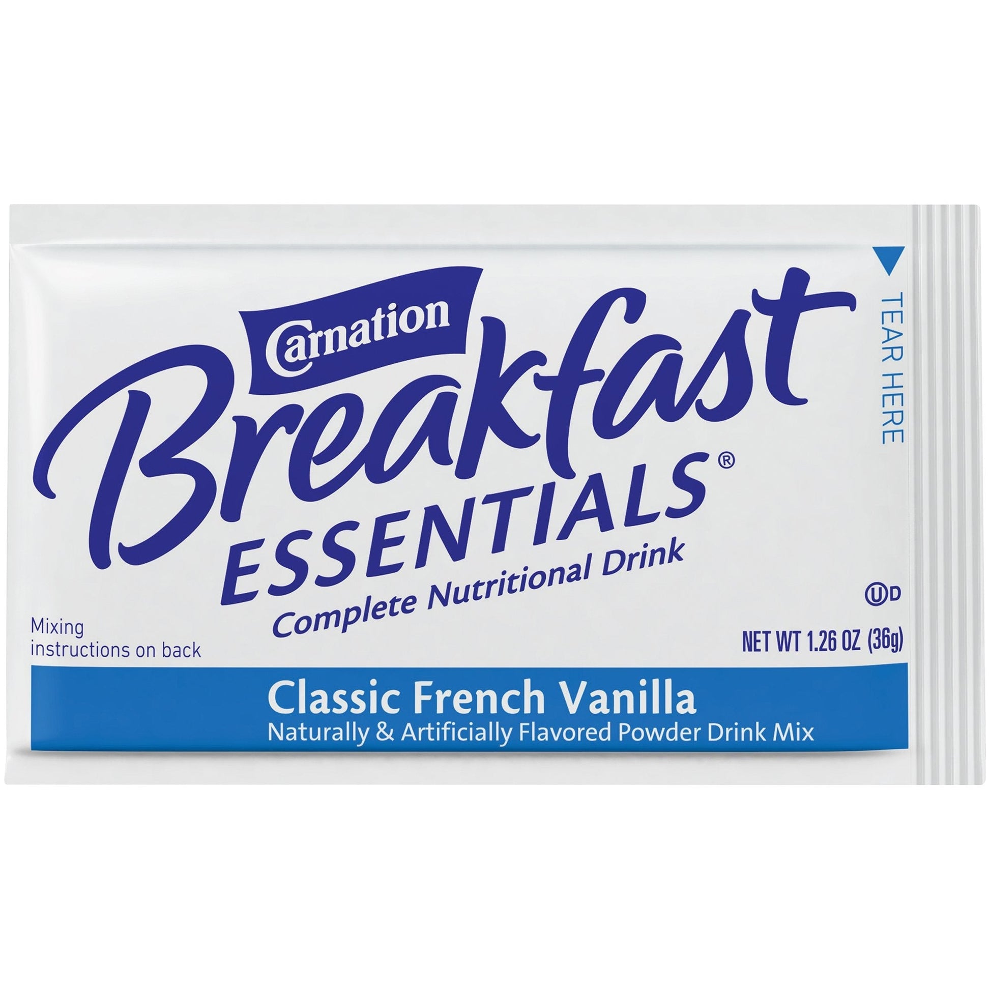 Breakfast Essentials Classic French Vanilla powdered drink mix packet, net wt 1.26 oz (36 g)