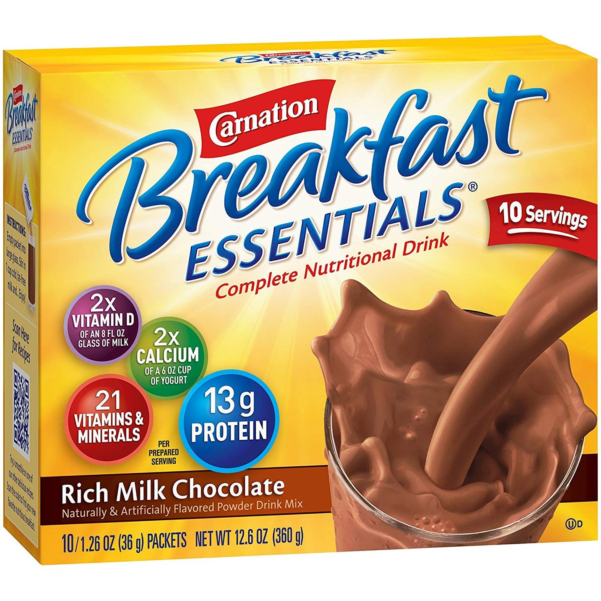 Breakfast Essentials rich milk chocolate powder drink mix, 10 servings, box