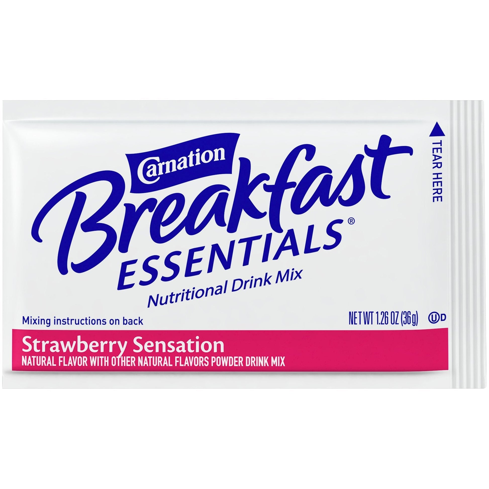 Carnation Breakfast Essentials Strawberry Sensation powder drink mix packet, 1.26 oz