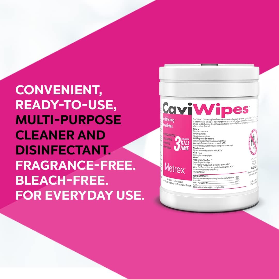 CaviWipes disinfecting wipes canister, convenient multi-purpose cleaner and disinfectant